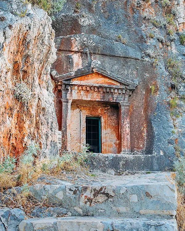 See the Ancient Lycian Tomb in Kastellorizo island.