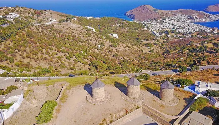 Windmills in Patmos island.