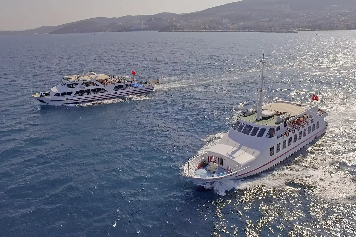 Daily charter ferry options from Kusadasi to Patmos island.