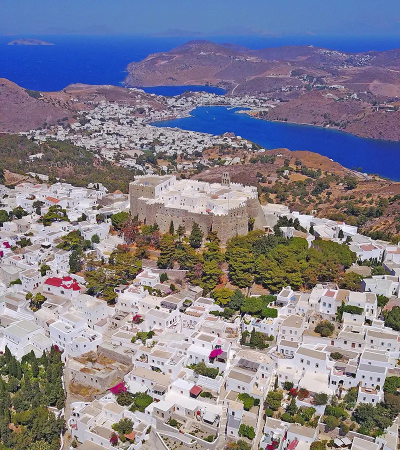 Patmos'ta Chora'daki Aziz Yuhanna İlahiyatçı Manastırı.