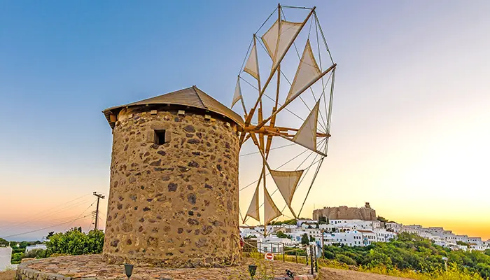 Windmills in Patmos island.