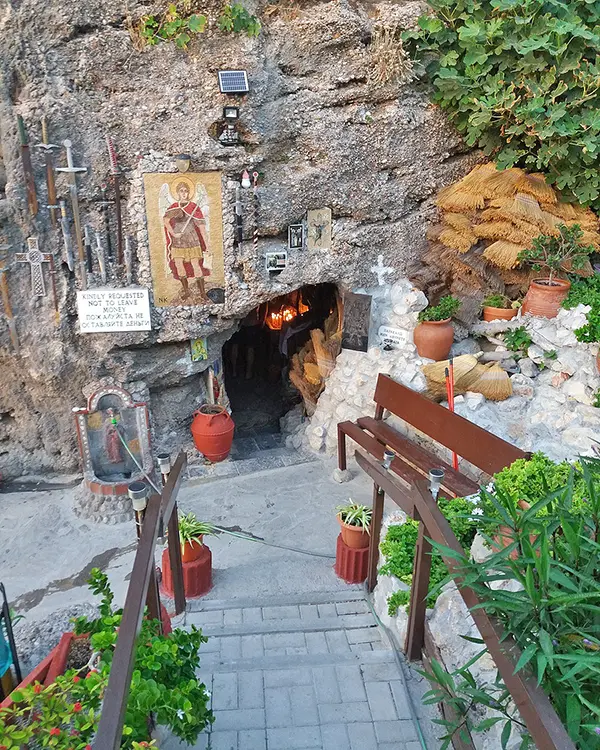 Cave of the Archangel Michael Panormitis in Rhodes island.